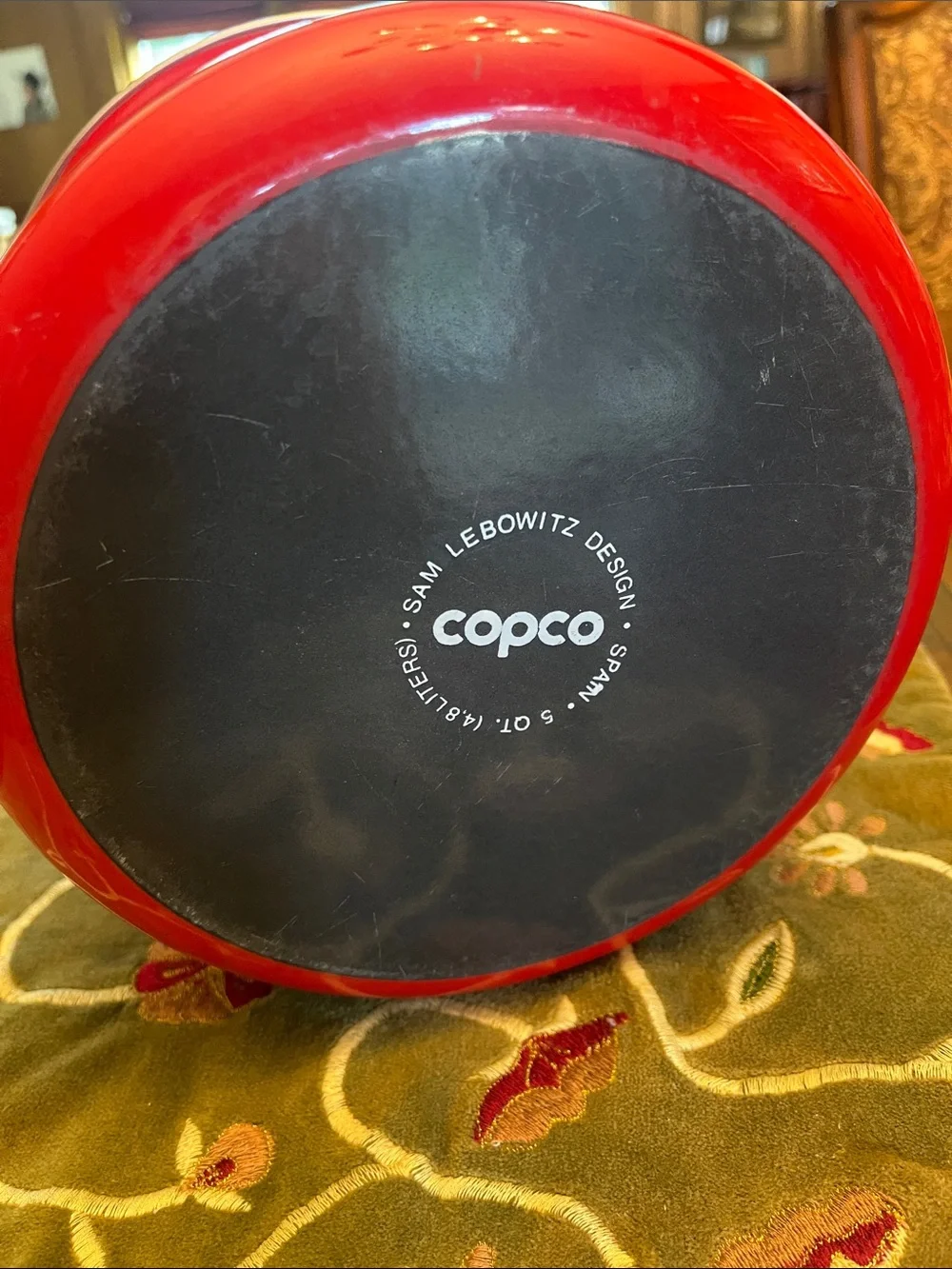 Sam Lebowitz Design for copco Red Enamel Stockpot with White Stripe Accent